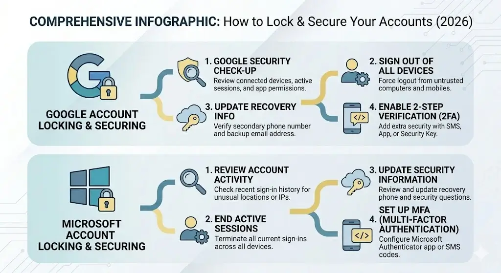 how to lock google microsoft and accounts